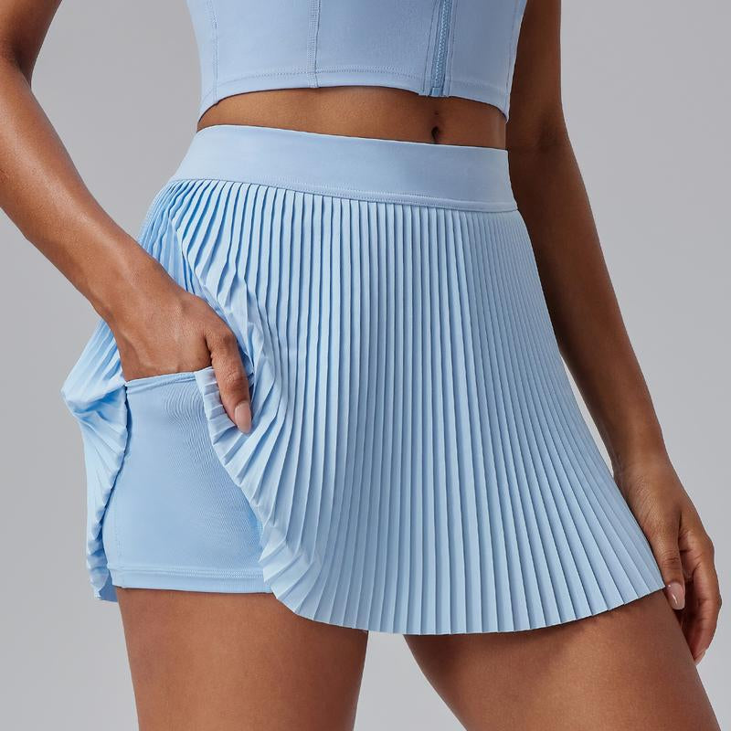 AFZ Tennis Skirt Set 2 Piece Pleated Tennis Skirt Built in Shorts & Zip Sleeveless Top Golf Outfits 2025 Comfortable Suits